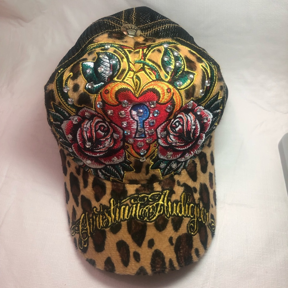 Christian Audigier Bling Leopard Trucker Hat